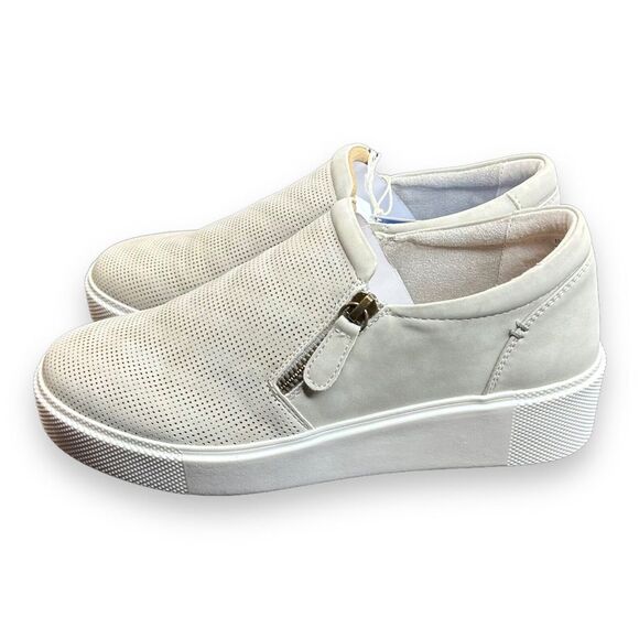 White Mountain Women's‎ Grey Doubly Platform Slip-ons Size 7.5M - Picture 1 of 8